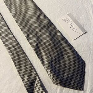 J. Crew Black and Gray Striped Woven Silk Tie Hand Made in USA
